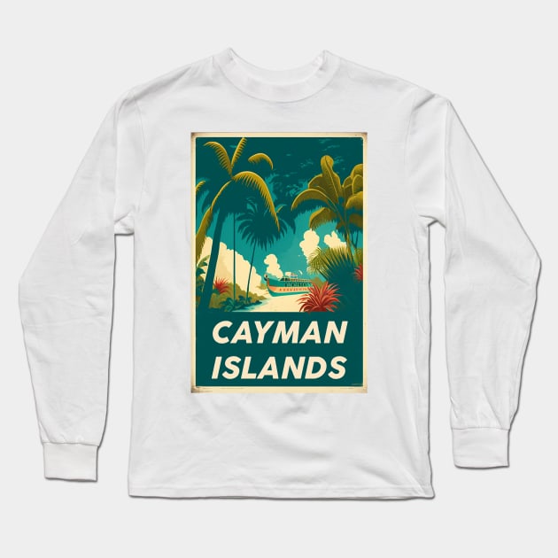 Cayman Islands Vintage Travel Art Poster Long Sleeve T-Shirt by OldTravelArt